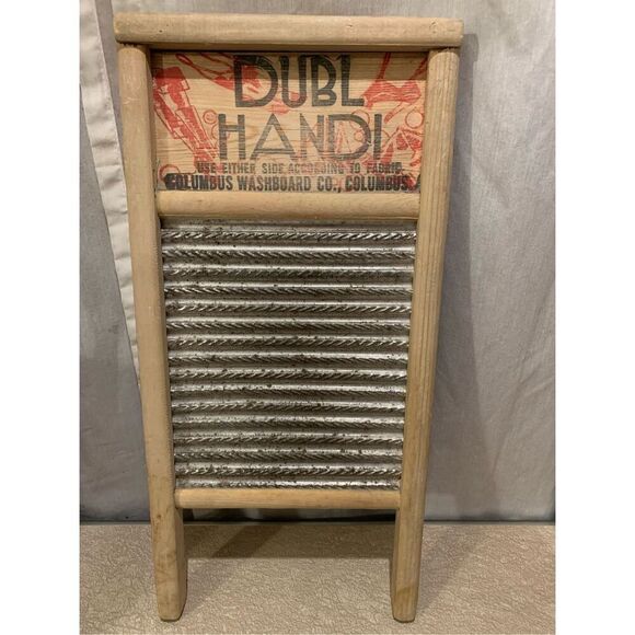 Washboard Vintage Home Decor Dubl Handi-Columbus Ohio Wash Board 18" X 8 1/2" - Picture 1 of 7